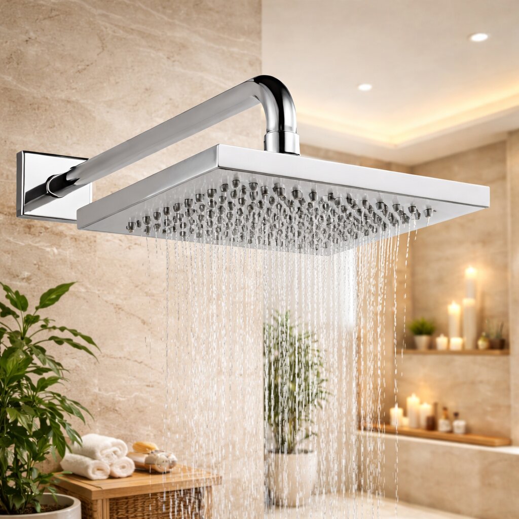 Commercial bathroom fixture area designed for easier maintenance and long-term shower system performance