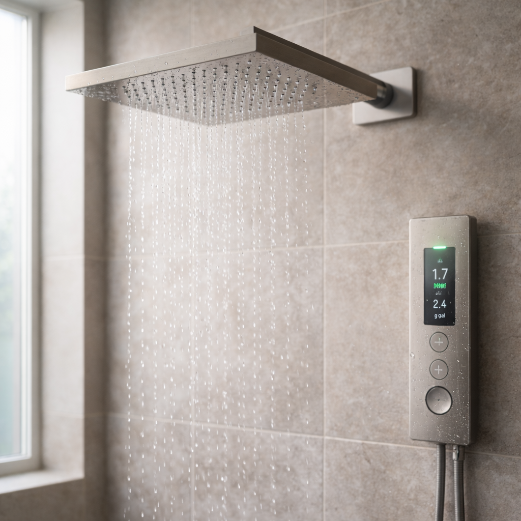 Architectural shower wall with integrated panel system for hospitality renovation and new construction projects